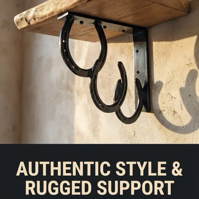 Handmade Horseshoe Shelf Brackets (Single)- Rustic Farmhouse Decor