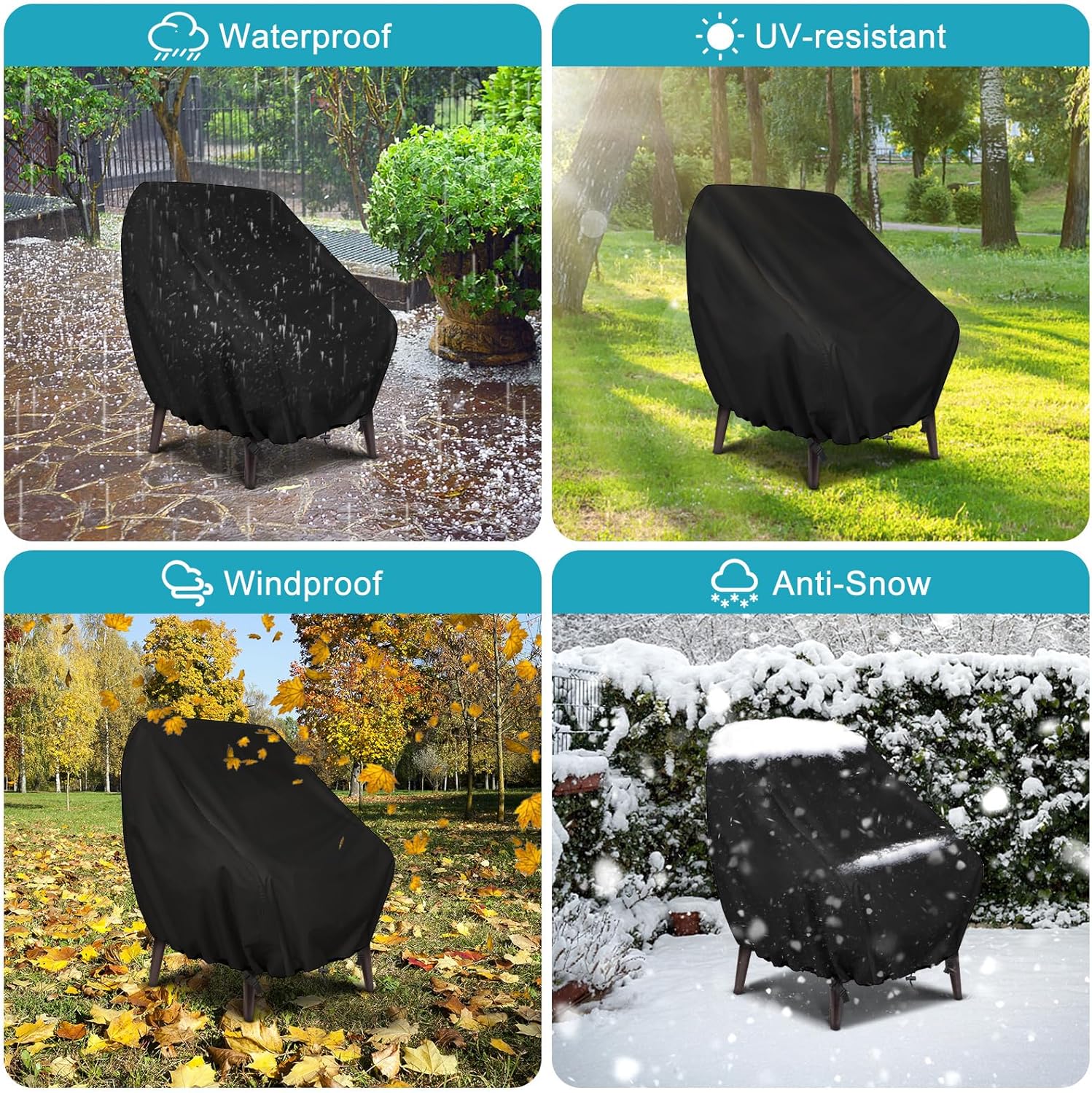 Garden Chair Covers Winterproof Outdoor Chair Covers 2 Pack, Outdoor Swivel Chair Covers Waterproof, Patio Chair Covers 420D Oxford Fabric Dustproof Patio Furniture Covers, 35"Lx38"Wx29"H