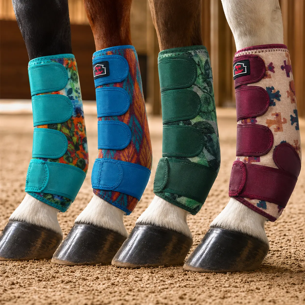 BARN & STABLE Breathable Horse Boots, Impact-Resistant Leg Wraps for Endurance Training, Front and Rear Leg Protection