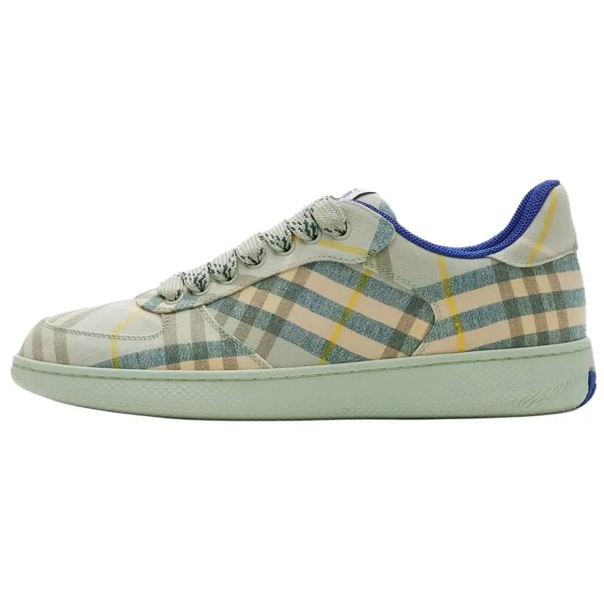 Burberry Women's Green Round Toe Low-Top Lace-Up Casual Walking Sneakers, Trendy Walking Sneaker, Official House White Shoes (Maison Mihara)