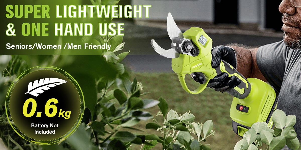 21V cordless electric pruning shears with LCD display, equipped with rechargeable batteries, suitable for pruning trees and shrubs