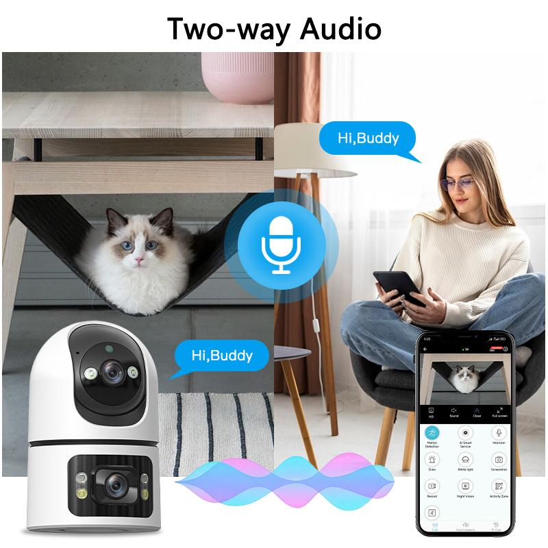 WiFi Smart Indoor Camera Dual Lens 355 ° Panoramic Home Surveillance Camera | Support Mobile Phone Remote/Voice intercom/Infrared Night Vision/Motion Detection