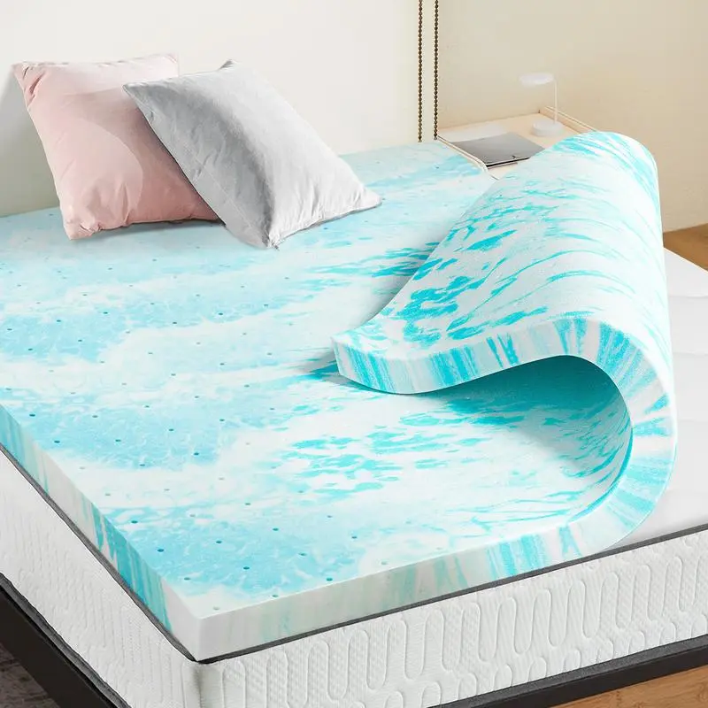 Twin Memory Foam Cooling Gel Swirl Infused Bed Topper for Back Pain Double Size High-Density Support & Pressure Relief Breathable Gel Layer Temperature Regulating night gel swirl memory foam mattress cool sleep