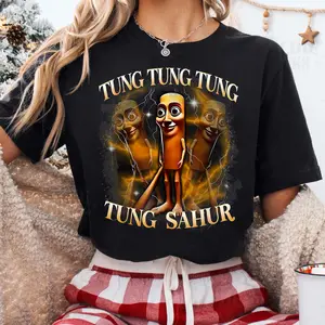 Tung Tung Tung Sahur Funny Baseball Bat Meme T-shirt, Italian Brainrot Shirt, Dank Memes Tshirt, Unhinged Clothes, Funny Meme