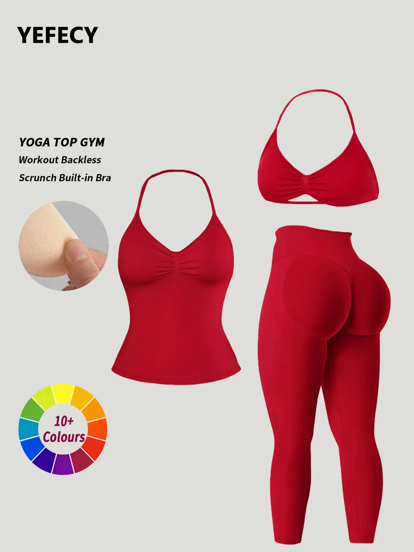 Women's Yoga Pilates Workout Set, Gym Workout Sportswear, High-Waisted Tight-Fitting Suit, Short Sleeves & Above-The-Knee Design, All-Season Wear