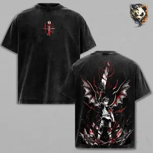 Asta Washed Tee – Black Clover Anime Manga T-Shirt, Anti-Magic Devil Union Vintage Graphic, Unisex Oversized Streetwear