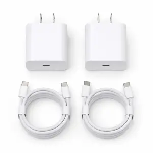 35W Power USB-C Fast Charger 2-Pack, Portable Wall Adapter Set with PD 30W Cable for Mobile Devices (iPhone 15/16/17, Android Smartphones, MacBook, iPad) - Reliable Connection Support