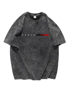 Men's Summer Lightweight Paris Print Snowflake Washed Distressed Vintage Cotton Short Sleeve T-Shirt for Everyday Casual Sports Travel Work Basketball Camping Fitness Crewneck Stylish Menswear Tshirt