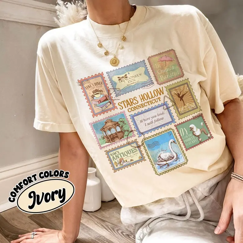 Comfort Colors Stars Hollow Stamps Luke's Diner ShirtAutumn Festival , Retro Fall TShirt, TV Show Fans Gift