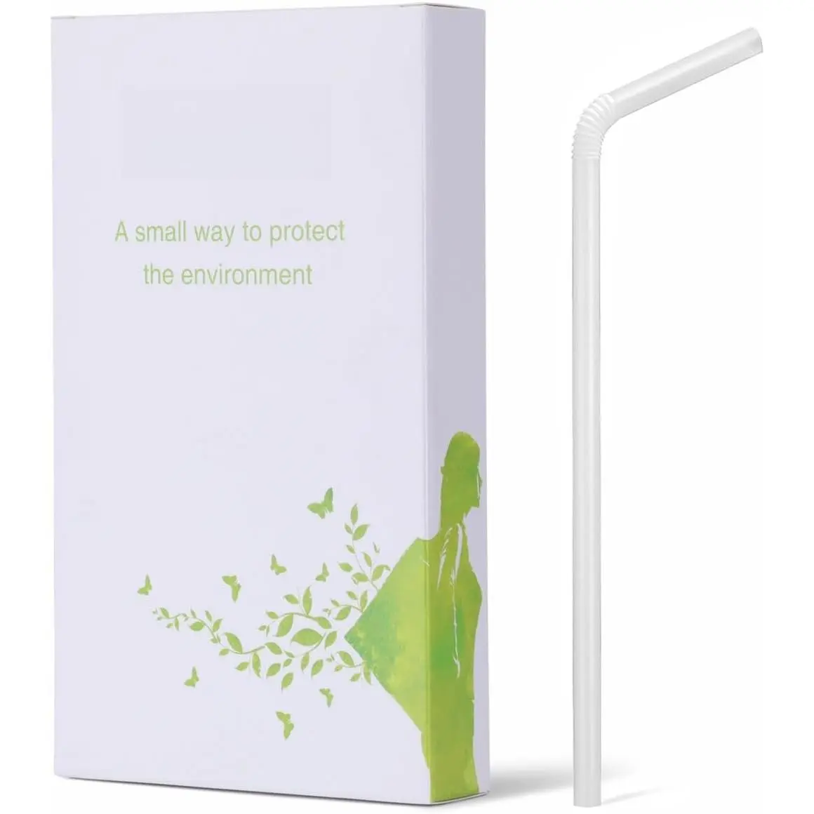 100-Count PLA-Based Ok Compost Compostable Disposable Drinking Straws - Flexible, Plasticless Biodegradable Bar Utensils for Birthday Events - Eco-Friendly Plastic Straw Alternative