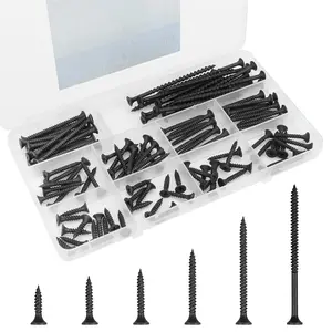 Drywall Screws Assortment Kit,  Screws for Drywall,108 PCS Coarse Thread, Phillips Drive Screws Set, Self Tapping Dry Wall Screws Assortment, 6 Sizes(3",2",1-1/2",1-1/4",1",3/4") (Black)Quesear