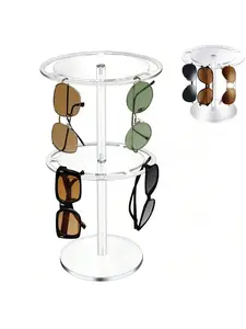 【Christmas Gift】Sunglass Holder Acrylic,Rotating Glasses Display Stand, 360°Rotatable Eyeglasses Display Stand For Tabletop Organizer Smooth Box