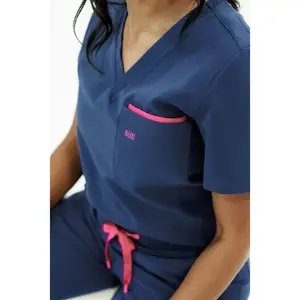 Women V-Neck Scrub Top (Navy)