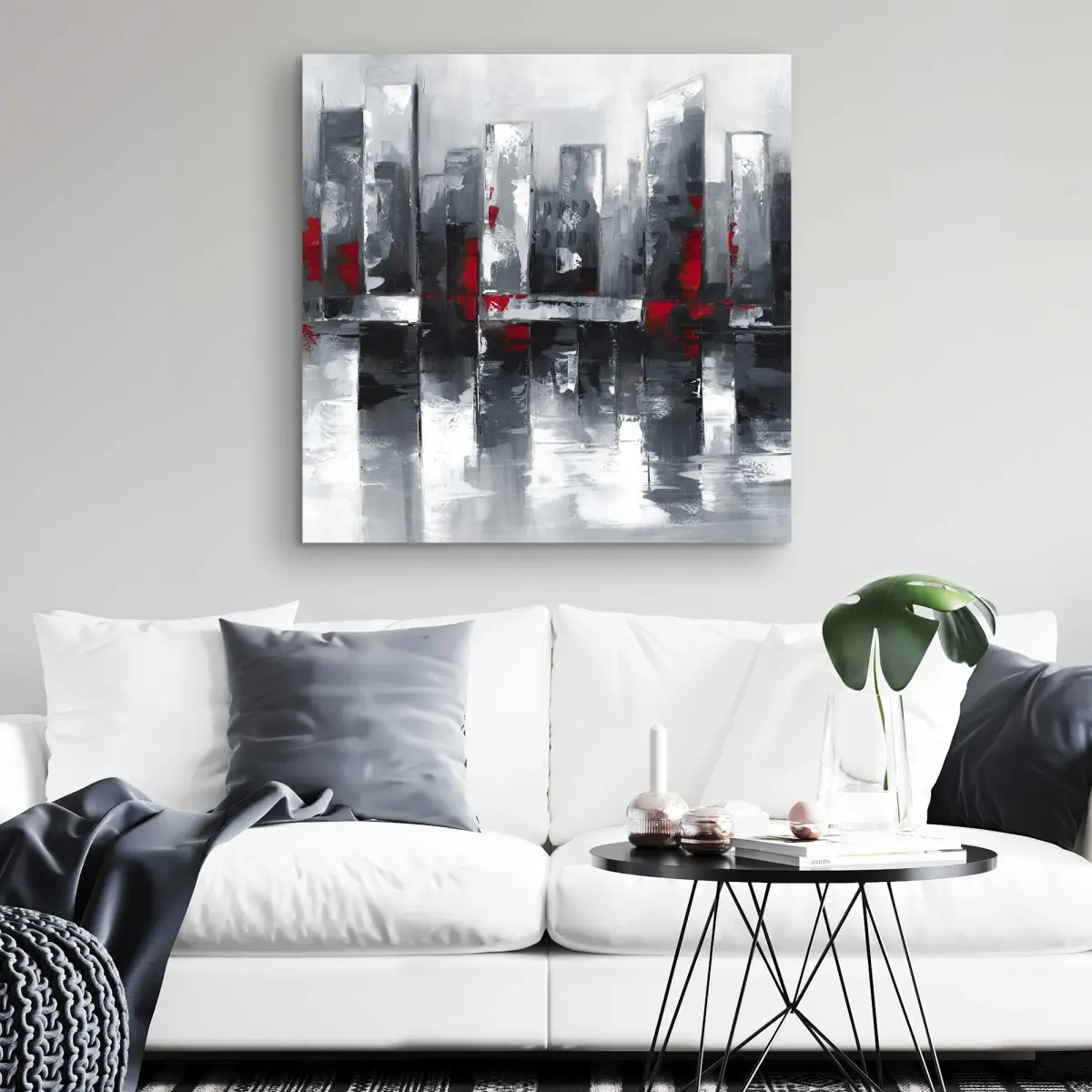 212 MAIN Abstract Art Canvas Print - 32x32 in, Contemporary Cityscape Home Decor, Light Weight High-Definition Hanging Wall Art for Room Walls