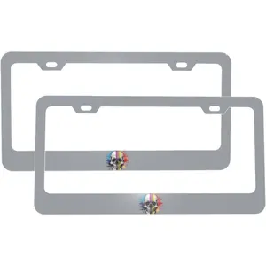 Skull White Matte Aluminum License Plate Frame with Black Screw Caps, 2 pcs 2 Holes Black Licenses Plates Frames, Car Licenses Plate Covers Holders for Us Vehicles/Women/Men ﻿