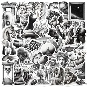 Vintage Pencil Particle Series Sticker (50pcs), Self Adhesive Decorative Stickers, DIY Decals for Water Bottle, Laptop, Phone Case, Scrapbooking, Ornaments