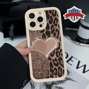 MAMA Shockproof and Shockproof Soft Silicone Smartphone Case with Leopard Print and Heart Design for iPhone 16 Pro Max 15 Plus 14 13 12 11 XS XR Writing Style