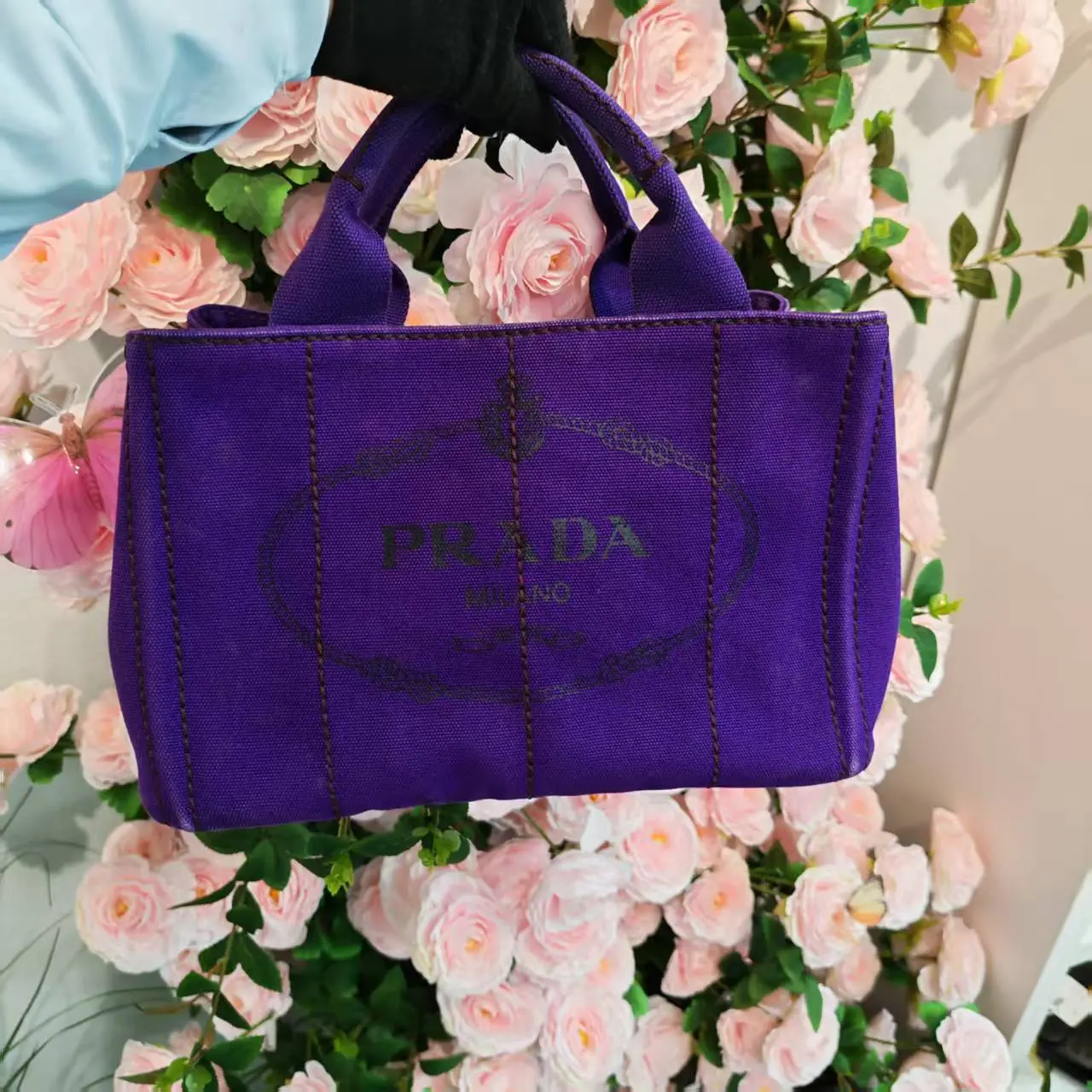 Pre-owned France Tote Bags Prada Handbag in Purple Leather（SZ 20822）