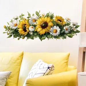 1 piece, Decorative wall sticker, flower wall sticker, chrysanthemum bush, 2D flat sticker, Floral Pattern Sticker, suitable for bedroom, home decoration PVC super convenient removable self-adhesive sticker
