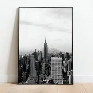 New York City Skyline Black and White High Quality Digital Print | USA Vintage Wall Art | NYC Black White Poster