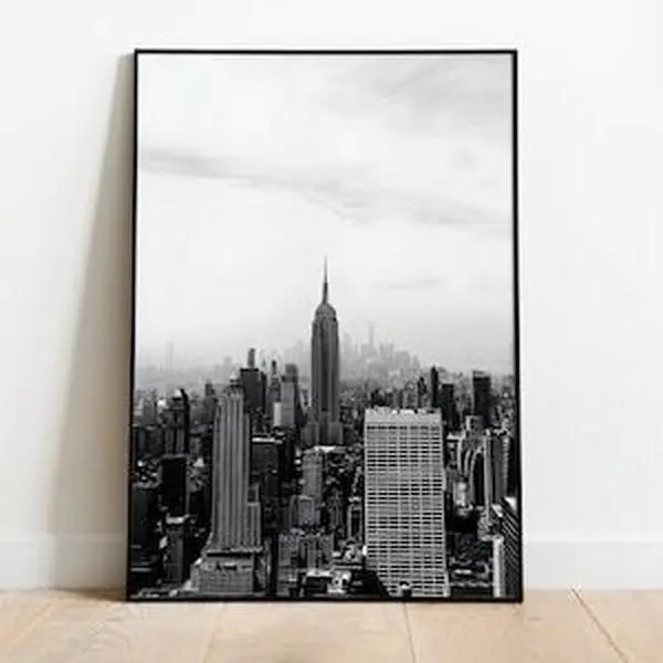 New York City Skyline Black and White High Quality Digital Print | USA Vintage Wall Art | NYC Black White Poster