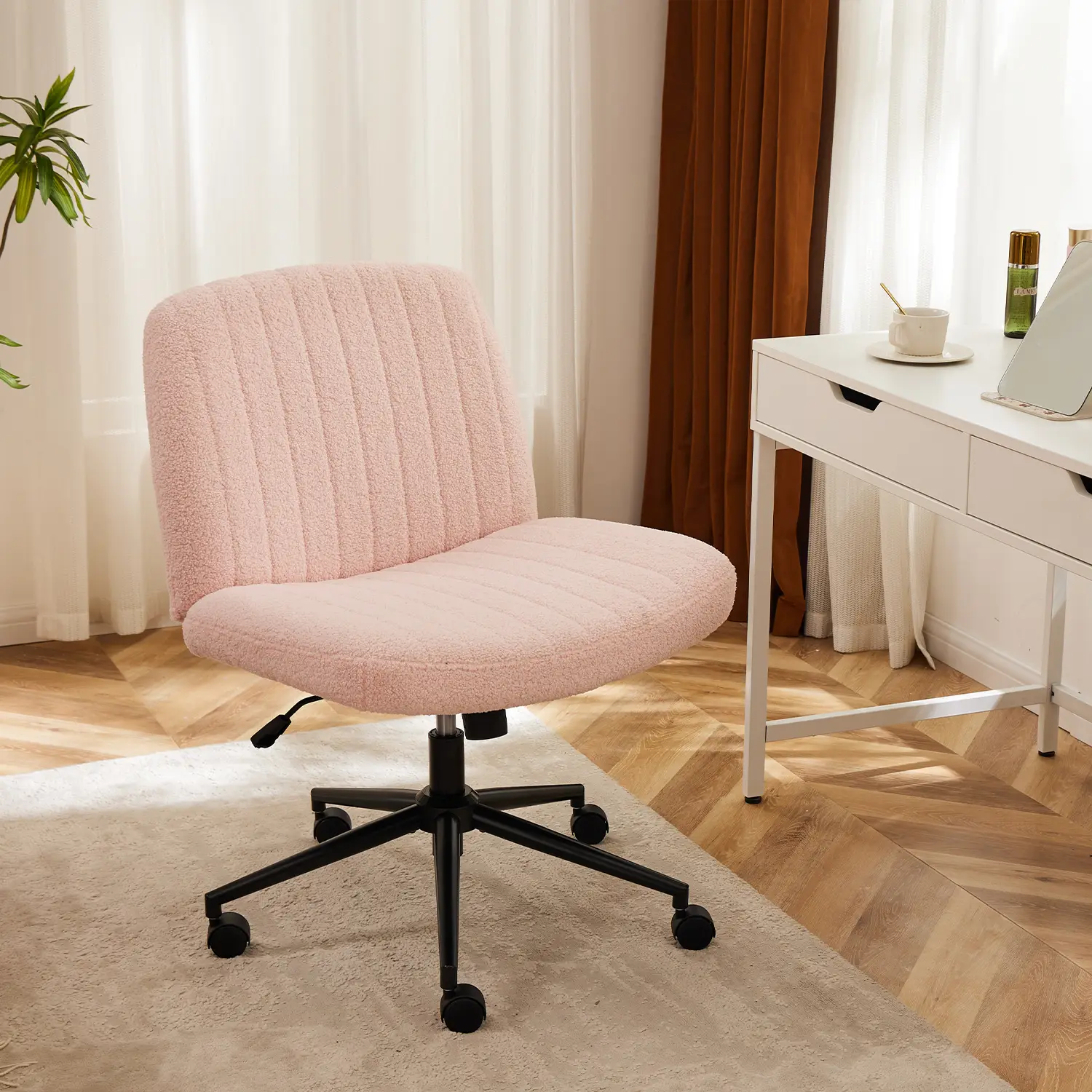 Futurelove Cross-Legged Height Adjustable Chair with Wheels, Swivel & Rocking with Comfortable Soft Cushion and Sturdy Structure, Valentine's Day New