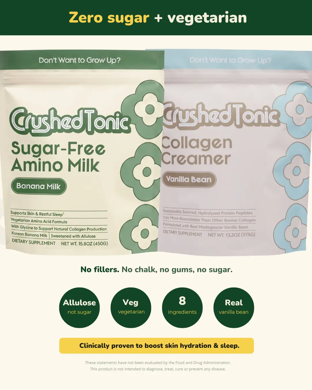 Crushed Tonic Sugar Free Vegetarian Collagen - Coffee Collagen · Matcha Collagen · Hojicha Collagen – Hydrolyzed Collagen Peptides for Skin, Hair & Nails - Marine & Grass-Fed Bovine - Gluten Free Non-GMO Halal Kosher Dietary Beauty Supplement