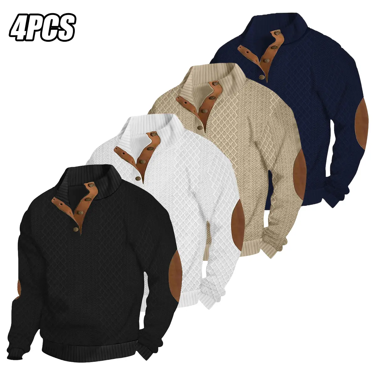 Men's Sweatshirts, Set of 4 Retro Color-Block Crewnecks, Chic Loose Fit Lightweight Breathable Tops for Streetwear, Party, Outdoors, Sweet, Basics, Modest, Holiday, Sexy, Athletic, Casual, Colorblock, Crew Neck, Cute, Plain