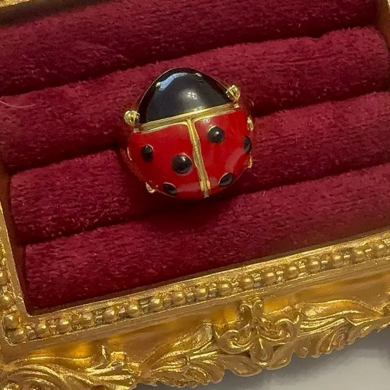 Lady bug Ring size 7 18k stainless steel