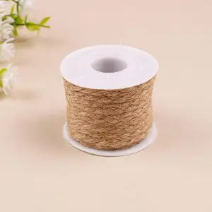 [Braided Jute] Khaki Braided Jute Twine - 10m, 5mm Thick - DIY Vintage Craft Cord for Gift Wrapping & Clothing Accessories
