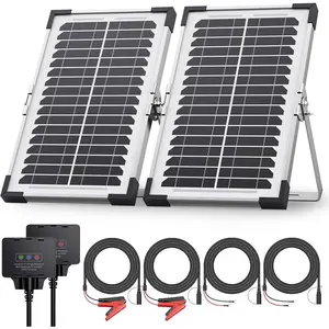 15W Solar  Maintainer, 2 count 7.5W 12V/24V  Solar  Charger with  Controller, Low-Iron Tempered Glass Solar Panel for 12V LiFePO4  Dump Trailer Automotive Boat