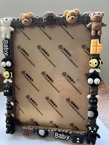 Handmade Decoden Kawaii Photo Frame 9''x 7'' | Cream Glue Cute Kawaii Dolls, Bear Character Deco Charms, Birthday/ Mother's Gift
