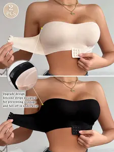 Women's Front Closure Wireless Strapless Bra, Comfortable Soft Single Pack Design, Perfect Fit for Daily Wear Underwear