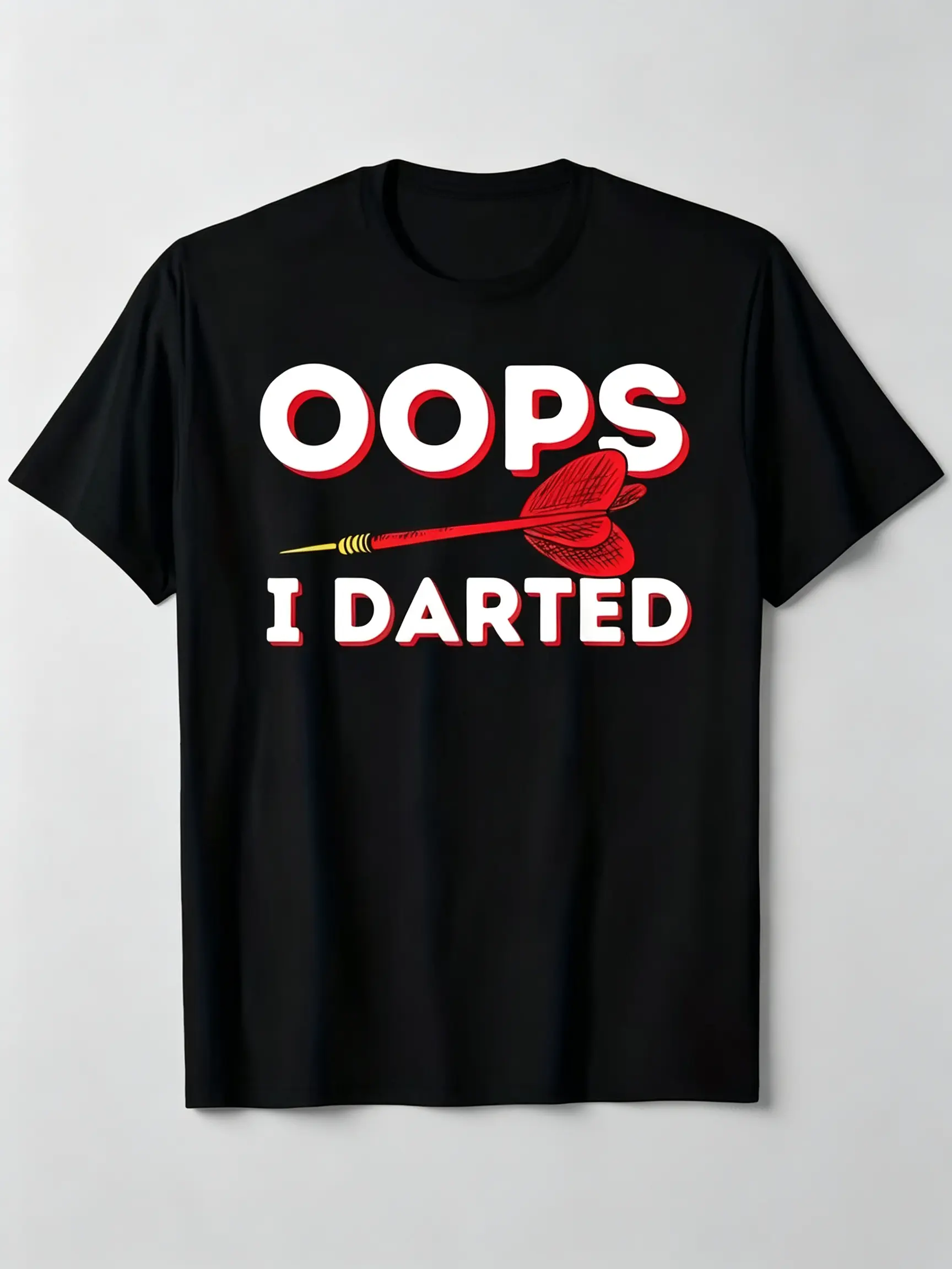 Vintage Bold Darts Humor Shirt Red Dart Print Cotton Casual Gift For Dart Lovers