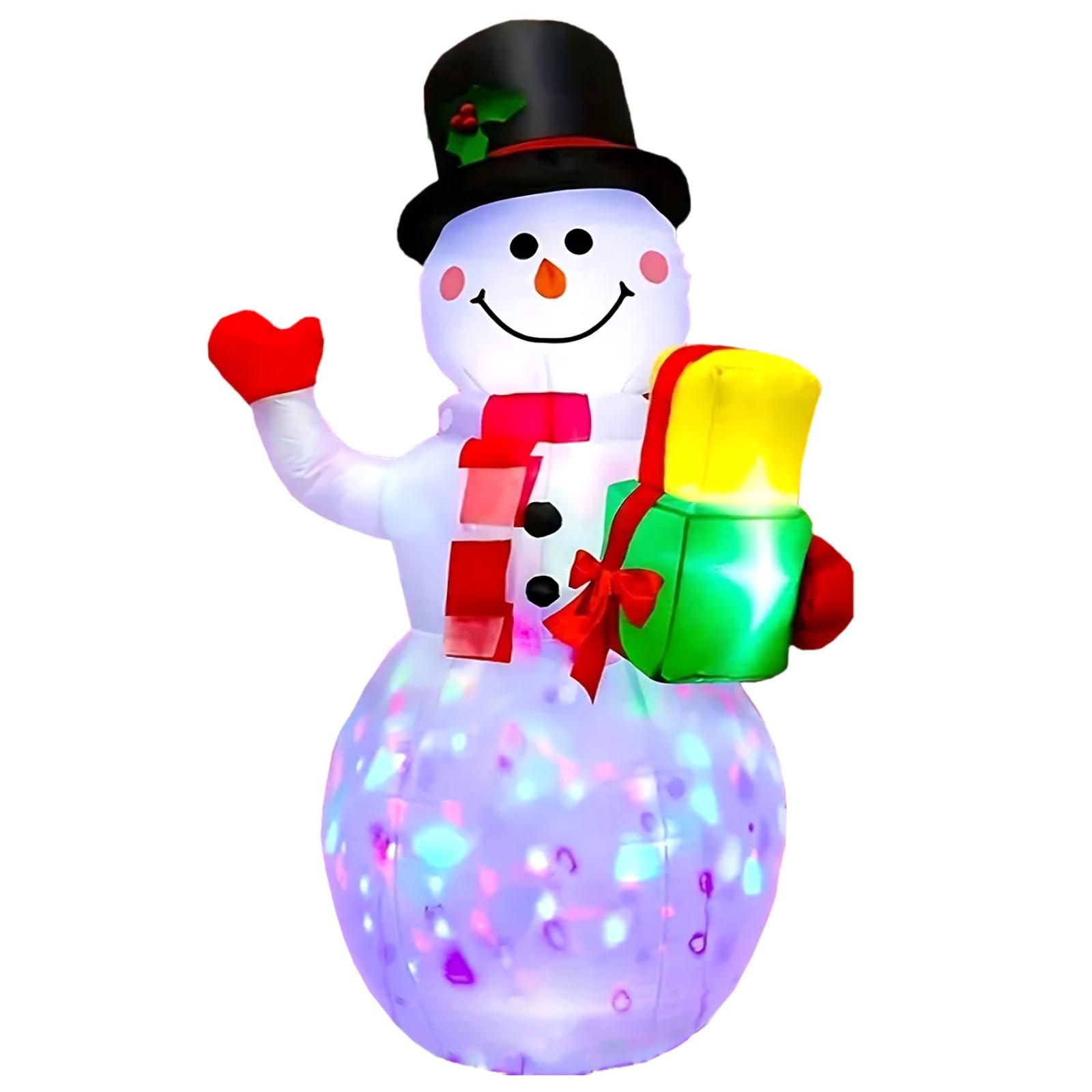 5FT Christmas Inflatables Snowman with Rotating Lights, Blow Up Snowman Outdoor Decoration LED Lighted Snow Man Christmas Decor for Yard Patio Garden Lawn Xmas Holiday Indoor Party