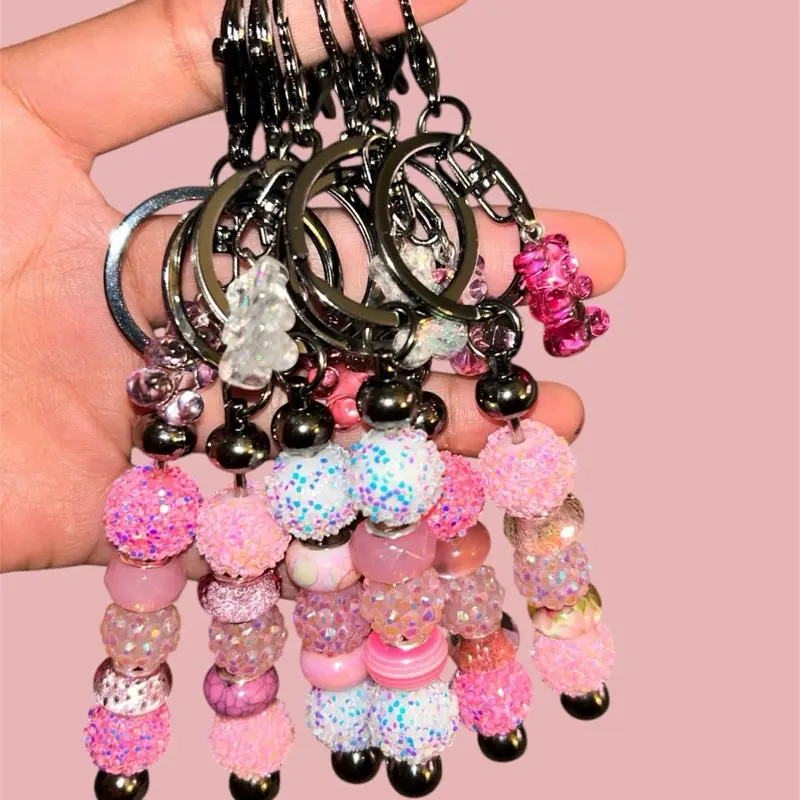 Bar Keychain with Colorful Beads and Sparkling Accents for Stylish Accessory