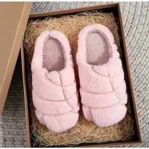 YEAGOSO Fluffy Warm Home Slipper with Memory Foam & Plush Lining - Pink Girl Footwear for Indoor & Outdoor Use - Soft Anti-Slip Slide Shoes