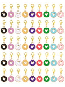 20pcs Mixed Color Heart Keychains, Valentine's Day Hanging Decorations, Bag Accessories, Keychain For Bags, Women's Gifts, Perfect for Gifting, Fashionable Alloy Keychain