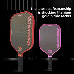 Pro-Grade Pickleball Paddle  Carbon Fiber & Gold Titanium Wire  One-Piece Hot-Pressed |Ultralight, Durable & High-Impact  Offensive Style + Cloth Pattern