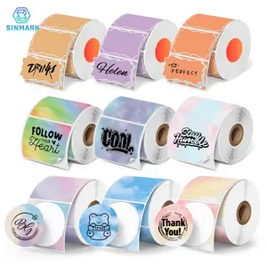 Sinmark 9 Rolls Color Thermal Self Adhesive Label Paper, Compatible with Sk58/sk20/sk35/sk45 Printers, Ideal for Notes, Diaries, Work, Receipts, DIY Crafts