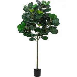 5.2 Ft Artificial Fiddle Leaf Fig Tree - 62 Realistic Leaves Indoor/Outdoor Faux Plant for Home Office Decor Housewarming Gift