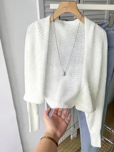 Elegant Women's Knit Sweater, Plus Size Ladies' Wool Cardigan, Open Front Pullover, Valentine's Day Gift, Daily Wear, Date Night, Travel, Tops, Womenswear, Knitwear, Casual