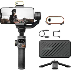 hohem iSteady M6 Kit Gimbal Stabilizer for Smartphone,3-Axis Phone Gimbal with AI Tracking Sensor Magnetic Fill Light 0.91-inch OLED Display Max Payload 400g,Gimbal Stabilizers for iPhone Android Vlogging Camera Video Equipment
