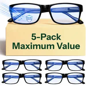 1.5 Reading Glasses Value Pack, Blue Light Blocking Computer Readers for All-Day Screen Use, Lightweight Clear Vision Eyewear for Work & Daily Reading