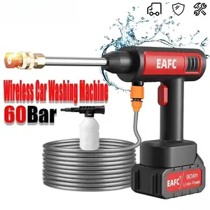 Electric High Car Washer 21V 60bar wireless Portable Car Wash Spray Water Gun Outdoor Cleaner Machine Car Washing Tool foam cannon