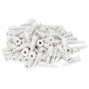 100 count Self Drilling Drywall Anchors (Screws No Included), Plastic Anchors for Drywall, Sheetrock, Gypsum Wallboard, Screw Anchors for Multiple Wall Hanging Items, No Pre Drilling Required