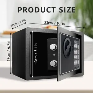 Money Safe Box for Home with Sensor Light & Money Bag, Security Safe Box for Money Safe with Keys & Pass Code, Lock Box with Digital Keypad (Black and Silvery)AB15Rosavelle