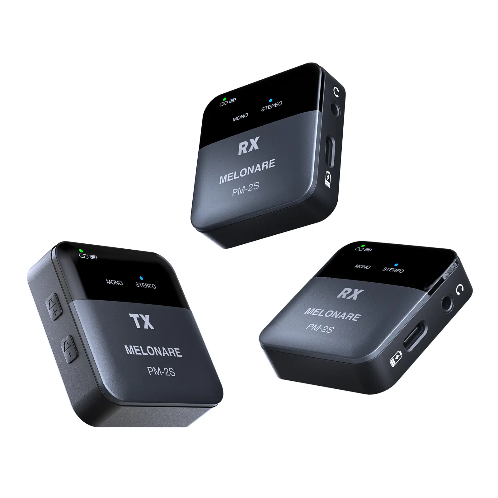 MELONARE PM-2S Portable Wireless in Ear Monitor System, Mono/Stereo Switch, Wireless Audio Transmitter and Receiver, 24bit/48kHz Audio, OTG Input, IEM for Live Shows, Studios, Bands