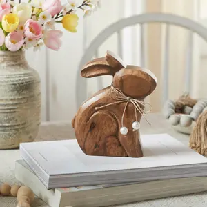 Bunny Hop Wooden Bunny w/ Pearl Beads 6x7.25