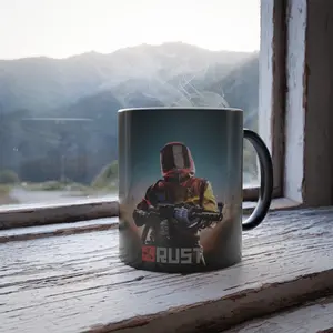 Rust Game Color Morphing Mug, 11oz - GAMING MUG CHANGING COLOR ON HEAT FOR RUST PLAYERS FULL METAL CHAD RAIDERS